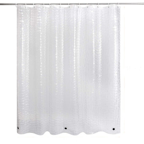 Rideau de douche 3D effet galets - 0,2 mm x 180 x 180 cm, avec crochet et aimant