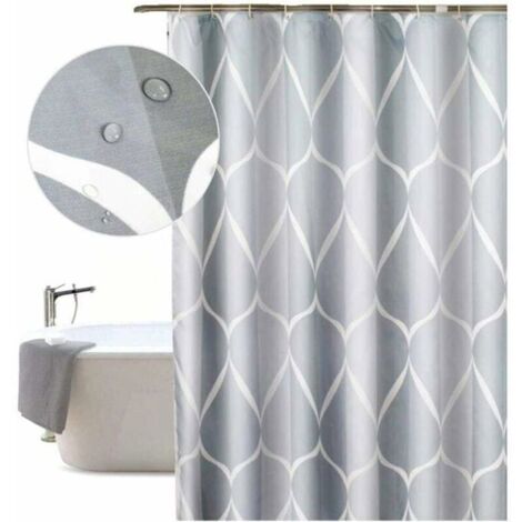 Rideau de douche 80x200cm en polyester anti-moisissure, imperméable, lavable avec 8 crochets anti-rouille.