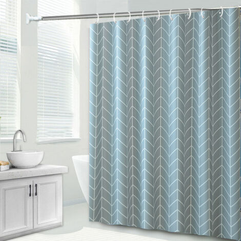 Rideau de douche à motifs chevrons - Gris bleu