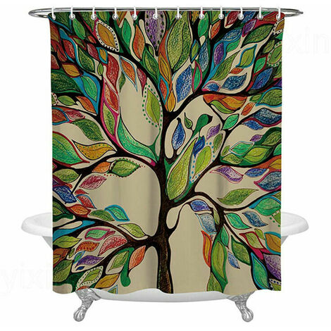 Rideau de Douche Anti Moisissure 137x198cm,Imprimé végétal Rideau de Douche pour Salle de Bain, Tissu Lavabl Rideau de Douche avec 12 Crochets