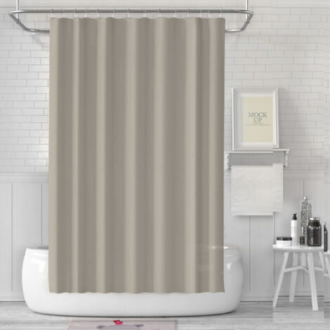 Rideau de Douche Anti-Moisissure 180 x 180 cm en Polyester Imperméable et Lavable avec Crochets – Couleur Taupe