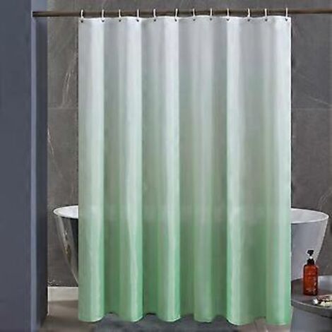 Rideau de douche anti-moisissure 180 x 200 cm, lavable en machine, grand rideau de douche imperméable en polyester pour baignoire, avec 12 crochets, motif dégradé vert gazon