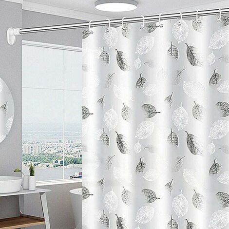 Rideau de Douche Anti Moisissure 180 X 200 cm, Rideaux de Douche Imperméable - Blanc la Feuille Lavable Rideau - avec 12 Crochets à Rideaux - pour la Maison, L'hôtel, La Baignoire