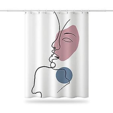 Rideau de douche anti-moisissure 180x200 cm, rideau de douche en tissu lavable en machine avec 12 crochets antirouille (180x200cm, Abstrait)