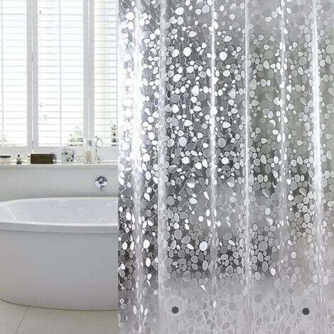 Rideau de douche anti-moisissure 180x200 cm, rideau de douche imperméable et translucide pour baignoire et salle de bain