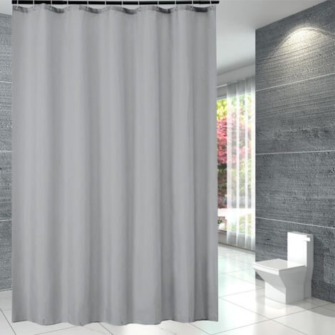 Rideau de douche, anti-moisissure, gris, petit, tissu polyester, imperméable, lavable en machine, 80 x 180 cm, avec crochet