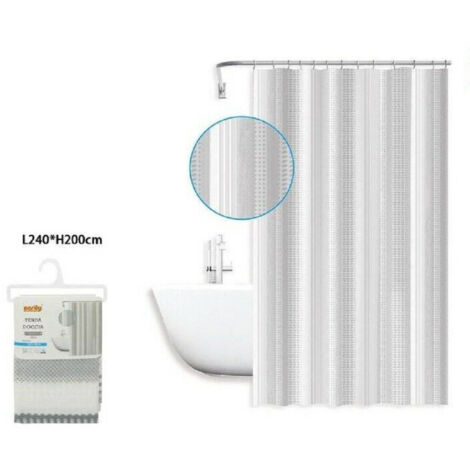 Rideau De Douche Anti-moisissure Impermeable 240 X 200 Cm Avec Anneaux Salle De Bain 59812