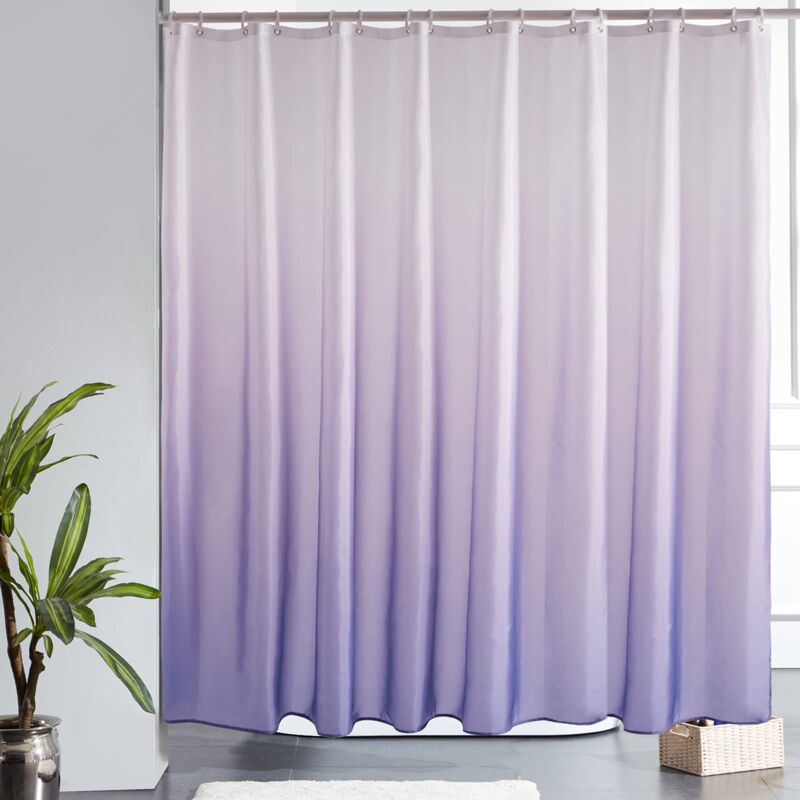 Rideau de Douche Anti Moisissure Tissu Lavable en Machine Grand Rideau de Bain Imperméable en Polyester pour Baignoire Angle avec 16 Crochets