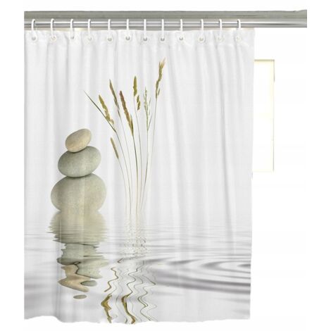 Rideau de douche avec 12 anneaux pour la fixation, 150x180 cm, débit d'eau（A）