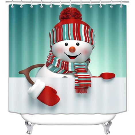 Rideau de douche avec des gnomes de Noël pour salle de bain, Joyeux Noël