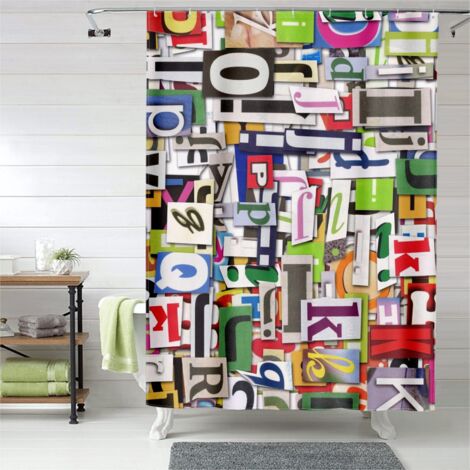 Rideau de douche avec œillets plastique, imprimé chic, 90x180 cm