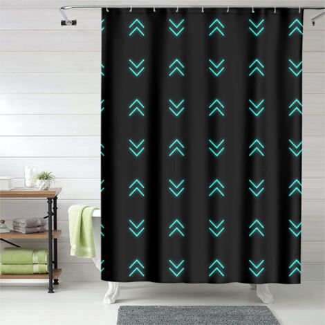 Rideau de douche avec œillets plastique, imprimé moderne, lavable