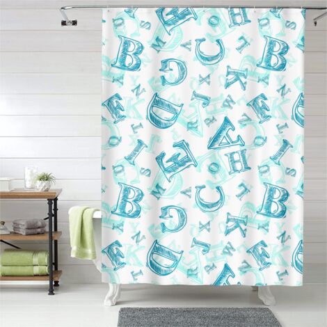 Rideau de douche avec œillets plastique, motif chic, lavable machine