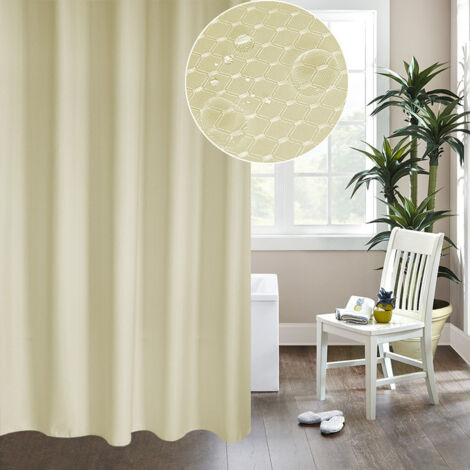 Rideau de douche beige chaud 150 cm de large 180 cm de haut, imperméable, anti-moisissure, en polyester épais, tissu à structure waffle