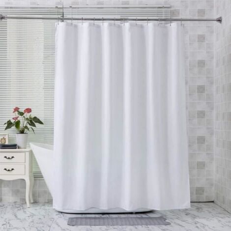 Rideau de Douche Blanc 200x200cm Imperméable avec Crochets