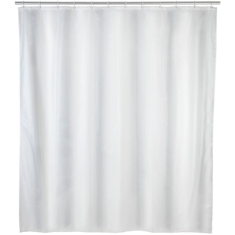 Rideau de douche blanc Uni, rideau de douche 240x180 cm, imperméable à l'eau, 16 anneaux rideau de douche en plastique blanc inclus, peva matériau