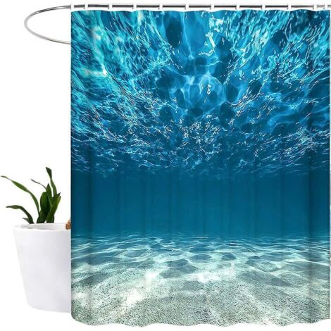 rideau De Douche Blue Ocean (180x180cm) Rideau De Douche Impermable Et Anti-moisissure Rideau De Douche Lavable Rideau De Douche 3d En Polyester 1