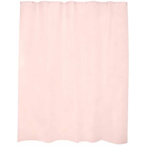 Rideau de douche bohème rose clair à l'aspect lin, couleur unie, style minimaliste moderne, en PEVA imperméable et résistant à la moisissure, avec crochets – 120 x 180 cm