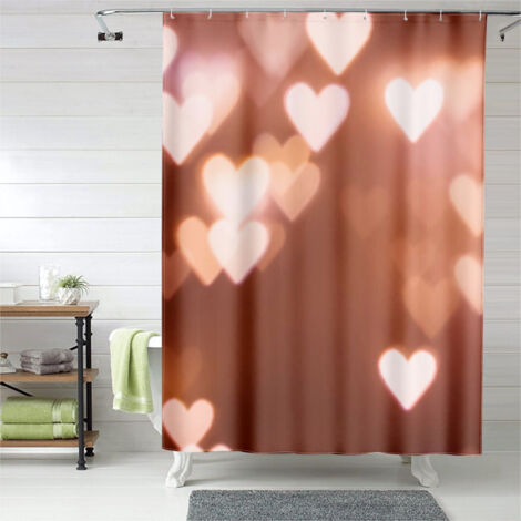 Rideau de douche cœurs décor artistique romantique, polyester, 90x180 cm