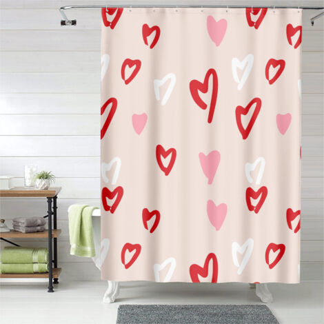 Rideau de douche cœurs design chic moderne, rideau salle de bain, 90x180 cm