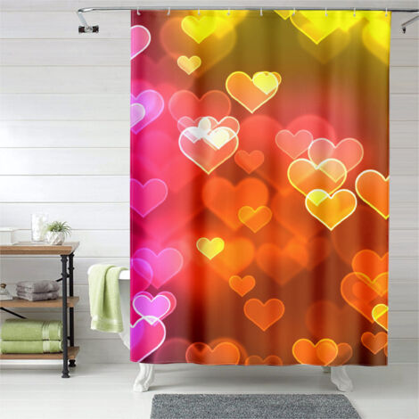 Rideau de douche cœurs design moderne romantique, rideau salle de bain, 90x180 cm