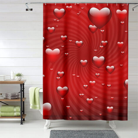 Rideau de douche cœurs doux ambiance romantique, tissu imperméable, 90x180 cm