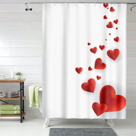 Rideau de douche cœurs doux design artistique, rideau salle de bain, 90x180 cm