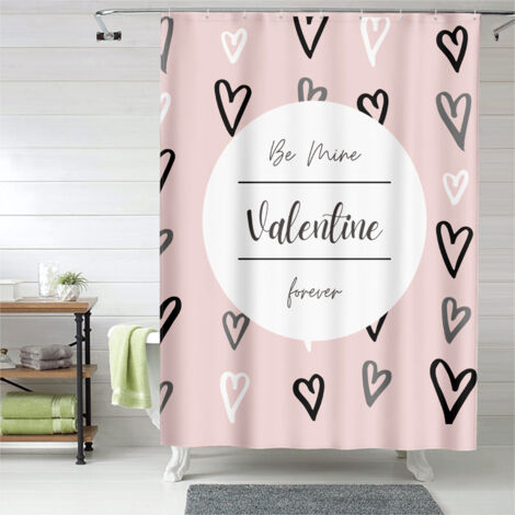 Rideau de douche cœurs modernes pastel, polyester imperméable, 90x180 cm