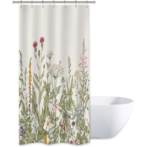 Rideau de douche coloré avec crochet motif floral 90 cm X 180 cm