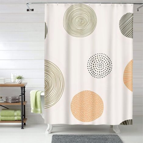 Rideau de douche damier géométrique, œillets plastique, polyester résistant