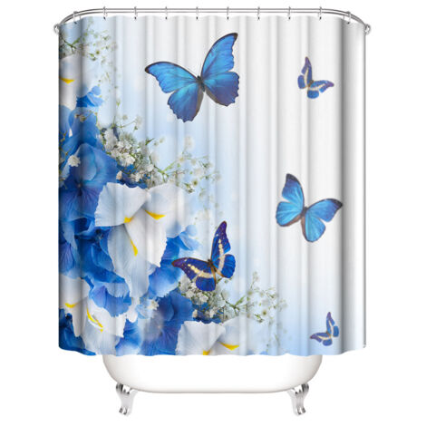 Rideau de Douche de Animaux 180180 cm（Bleu）, Rideau de douche