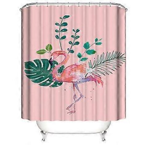 Rideau de Douche de Flamant ardent 180180 cm, Rideau de douche de Plantes Rideau de Douche en Polyester imperméable avec 12 Crochets pour la décoration