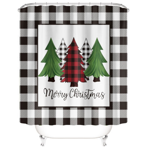 Rideau de douche de Noël 180x180cm, rideau de douche à carreaux en plastique, taille S