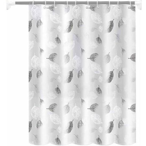 Rideau de douche de salle de bain épais, imperméable et anti-moisissure, 180 x 220 cm, lavable, motif feuilles fraîches, livré avec crochets.