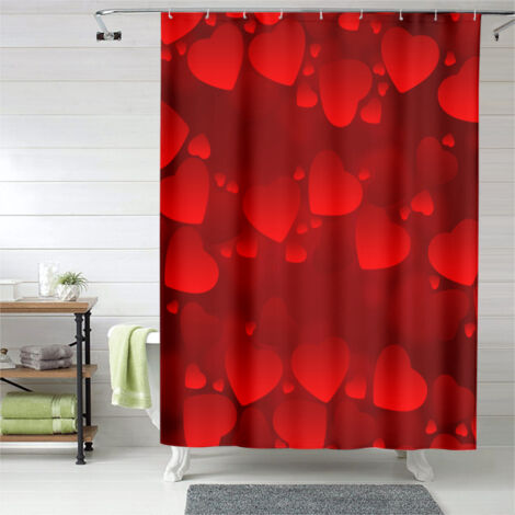 Rideau de douche décor amour romantique doux, rideau salle de bain, 180x180 cm