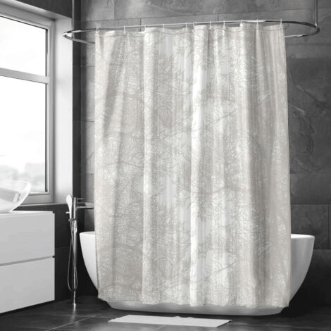 Rideau de douche décor encre minimaliste doux, tissu imperméable, 150x180 cm
