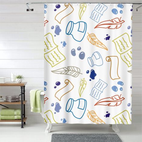 Rideau de douche décoratif imperméable, œillets plastique, 180x180 cm