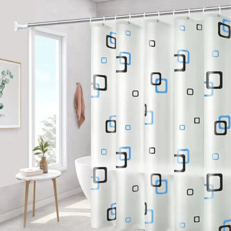 Rideau de Douche Décoratif Motif Océan Géométrique - Tissu Imperméable Abstrait Plage - pour Salle de Bain - 152x178cm (60"x70")