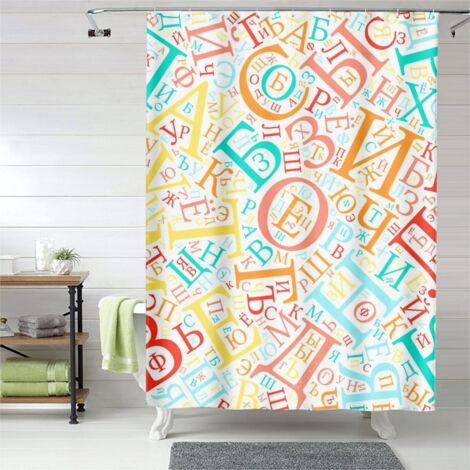 Rideau de douche décoratif, œillets plastique, polyester imperméable