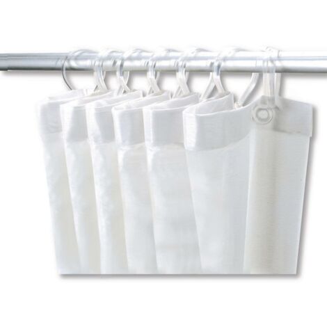 Rideau de douche DELABIE avec 6 mousquetons plastique, hauteur 1,80 m, largeur 0,90 m, PVC blanc ref. 381 - Besoin D'Habitat