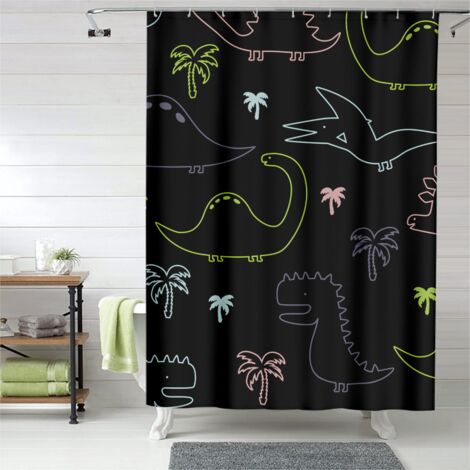 Rideau de douche dinosaures bébés, œillets plastique, polyester résistant