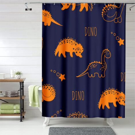 Rideau de douche dinosaures colorés, œillets plastique, 180x180 cm