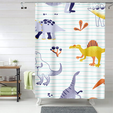 Rideau de douche dinosaures décor pastel moderne, polyester salle de bain, 90x180 cm