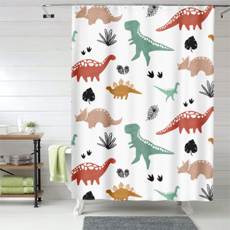 Rideau de douche dinosaures dessin pastel, rideau salle de bain imperméable, 90x180 cm
