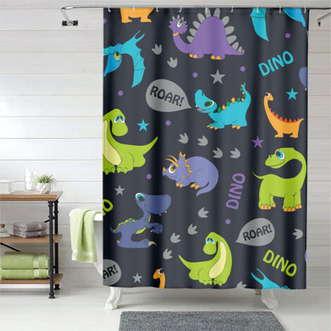 Rideau de douche dinosaures mignons décoratif, tissu imperméable, 150x180 cm