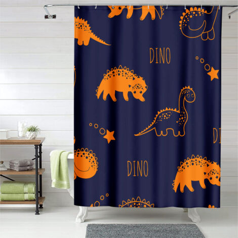 Rideau de douche dinosaures verts amusants, polyester salle de bain, 180x180 cm