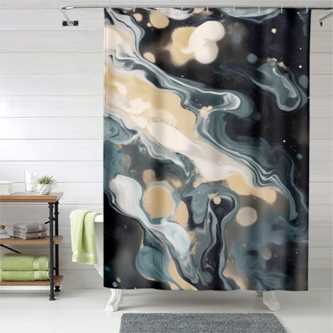 Rideau de douche effet marbre contemporain, œillets plastique, 180x180 cm