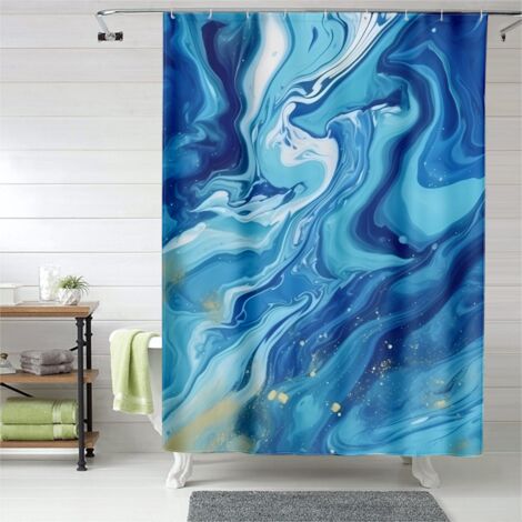 Rideau de douche effet marbre – Déco salle de bain, œillets plastique