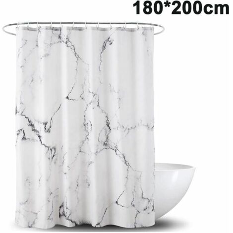 Rideau de douche en marbre, anti-moisissure, antibactérien, imperméable en polyester avec 12 anneaux de rideau de douche Impression numérique 3D, rideaux de douche pour baignoire et douche dans la sal