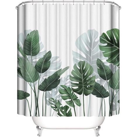 Rideau de douche en polyester imprimé numérique, 5 tailles, motif feuilles, anti-moisissure, imperméable, sans crochets, pour la décoration de la maison et de l'hôtel (L5, 180180cm)